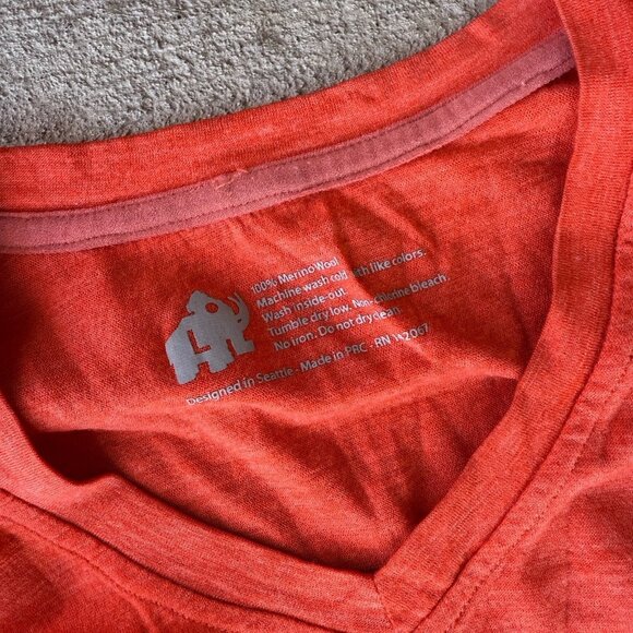 Icebreaker Men’s Merino Wool Long Sleeve Base Layer Shirt Size Small Orange - Picture 3 of 5